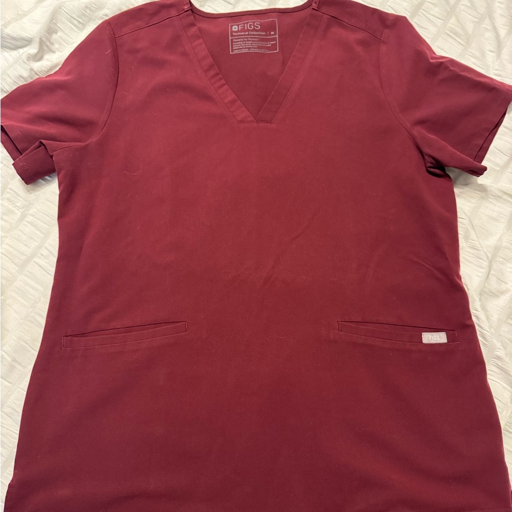 Figs burgundy Scrub Top
